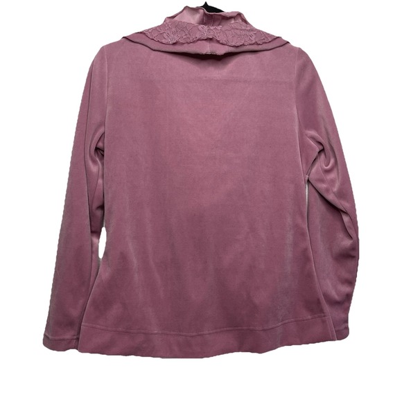 Y2K Pink Ruffle Lace Velour Zip Up Size Small Coquette Dollcore Softgirl - Picture 5 of 12